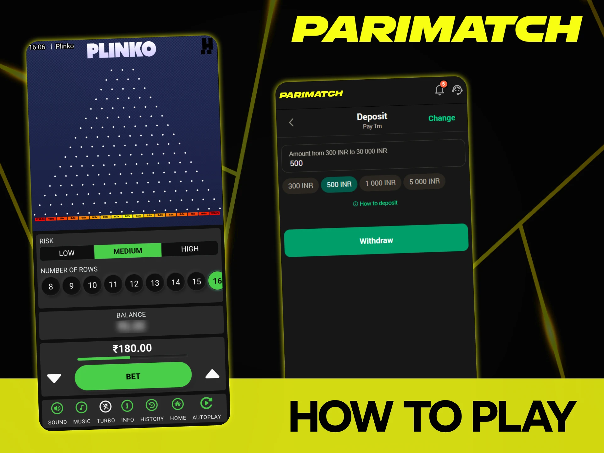Follow the steps to start playing Parimatch Plinko.