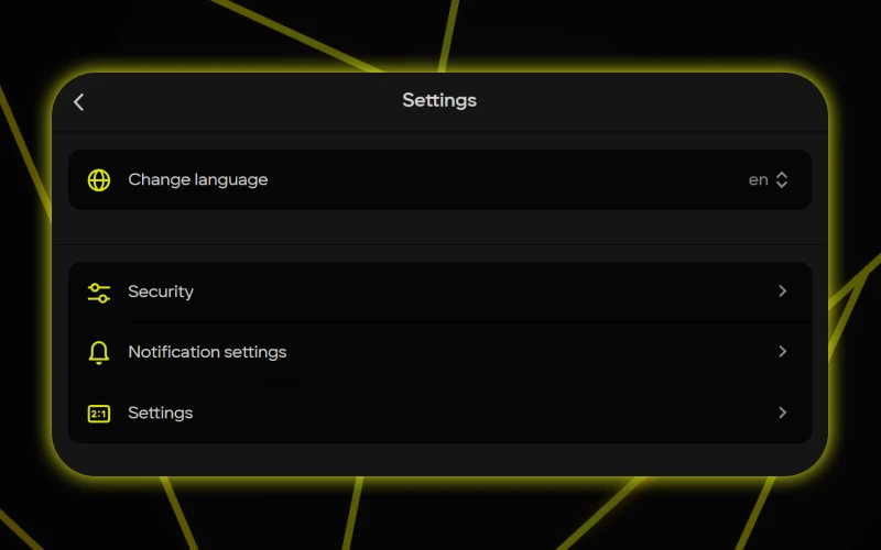 Parimatch allows you to customize your account settings.