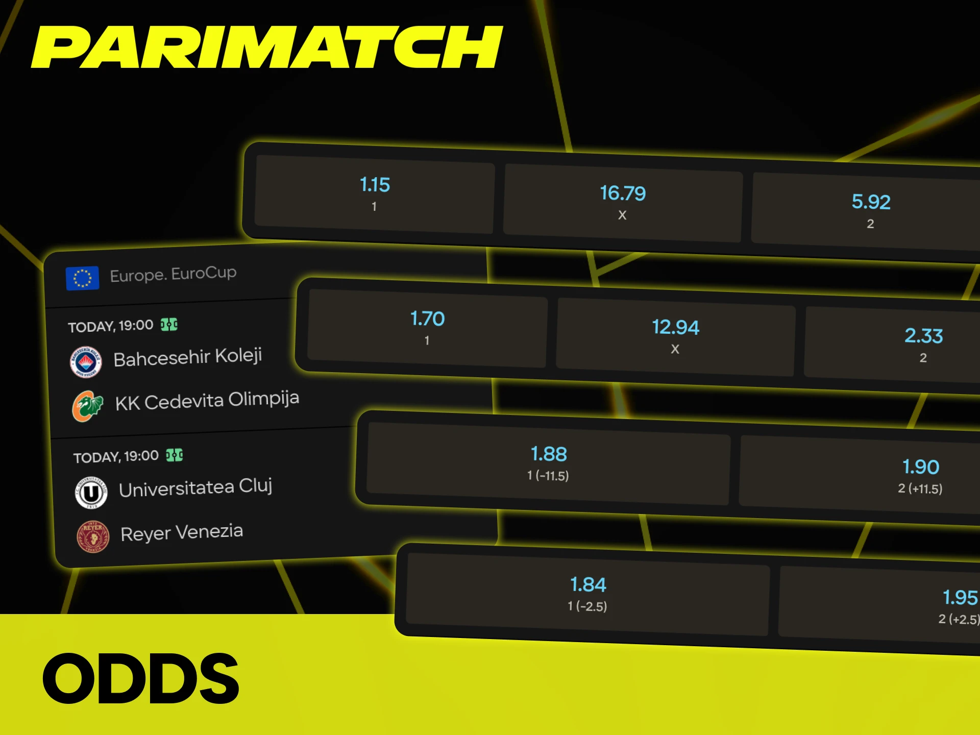 Parimatch presents basketball odds in the European decimal format.