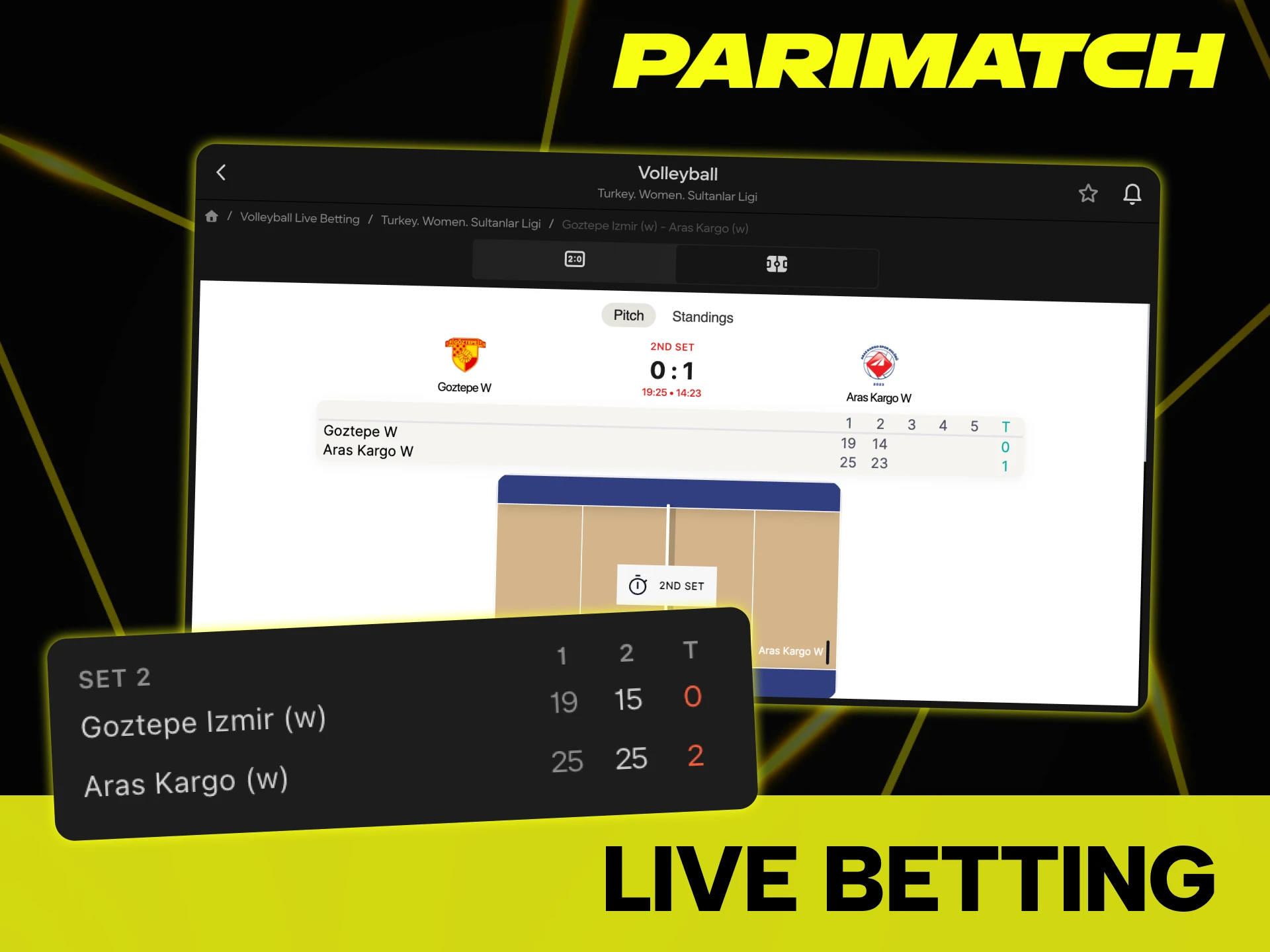 Make your volleyball betting more exciting with Parimatch live section.