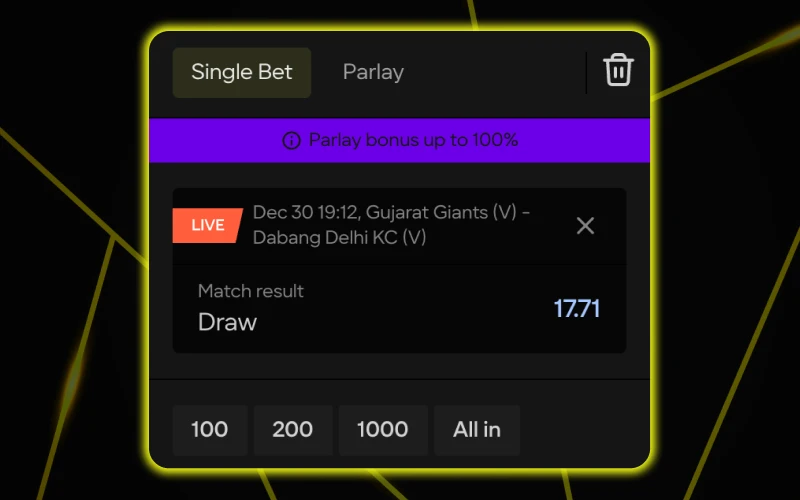 Place kabaddi bets quickly at Parimatch betting platform.
