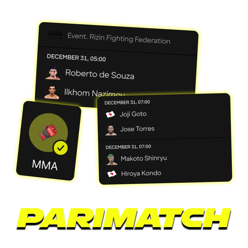Start betting on MMA tournaments with Parimatch official website.