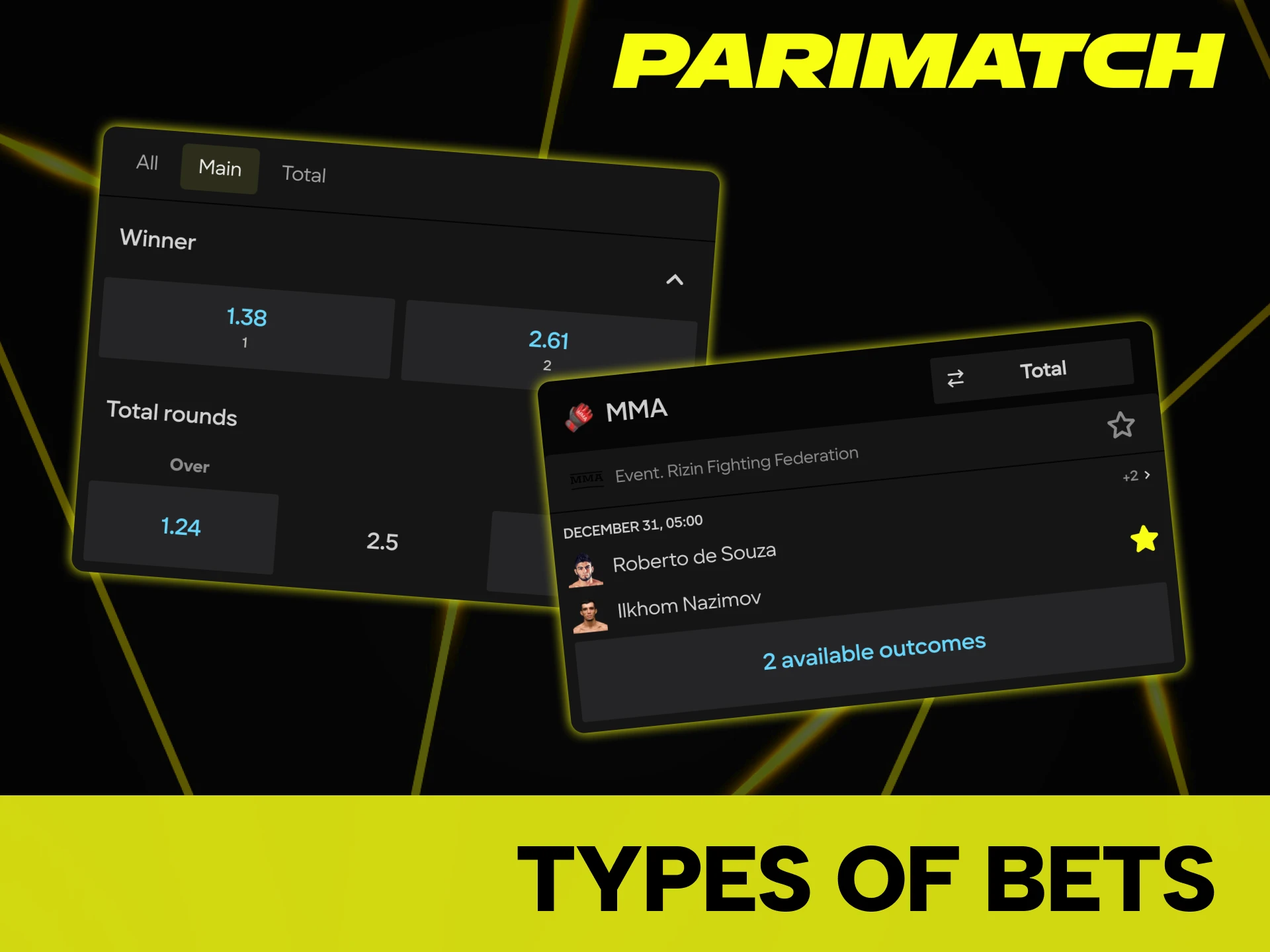 Check a list of types of MMA stakes at Parimatch.
