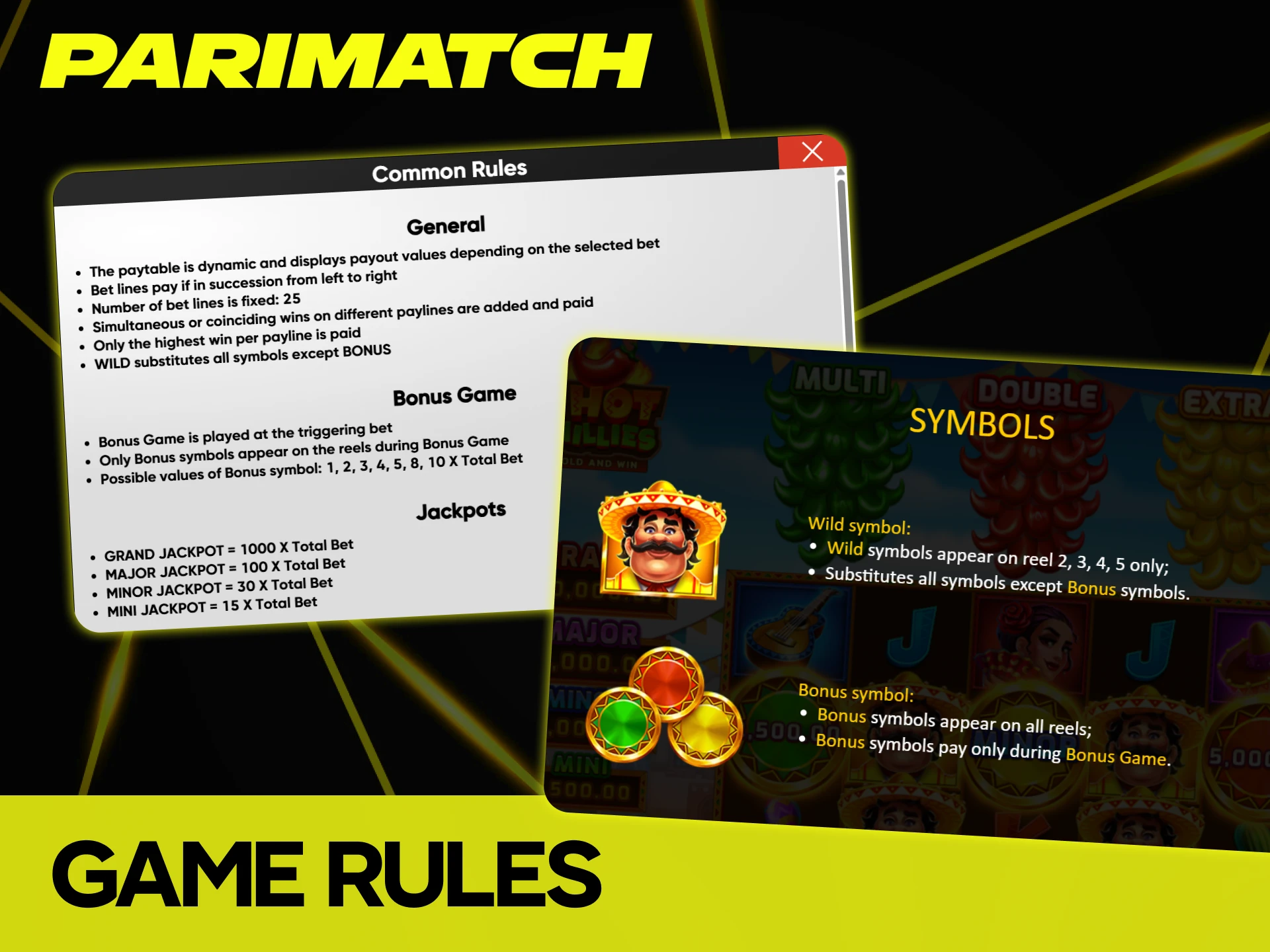 Check the game rules and symbol values to maximize your wins in 3 Hot Chillies at Parimatch.