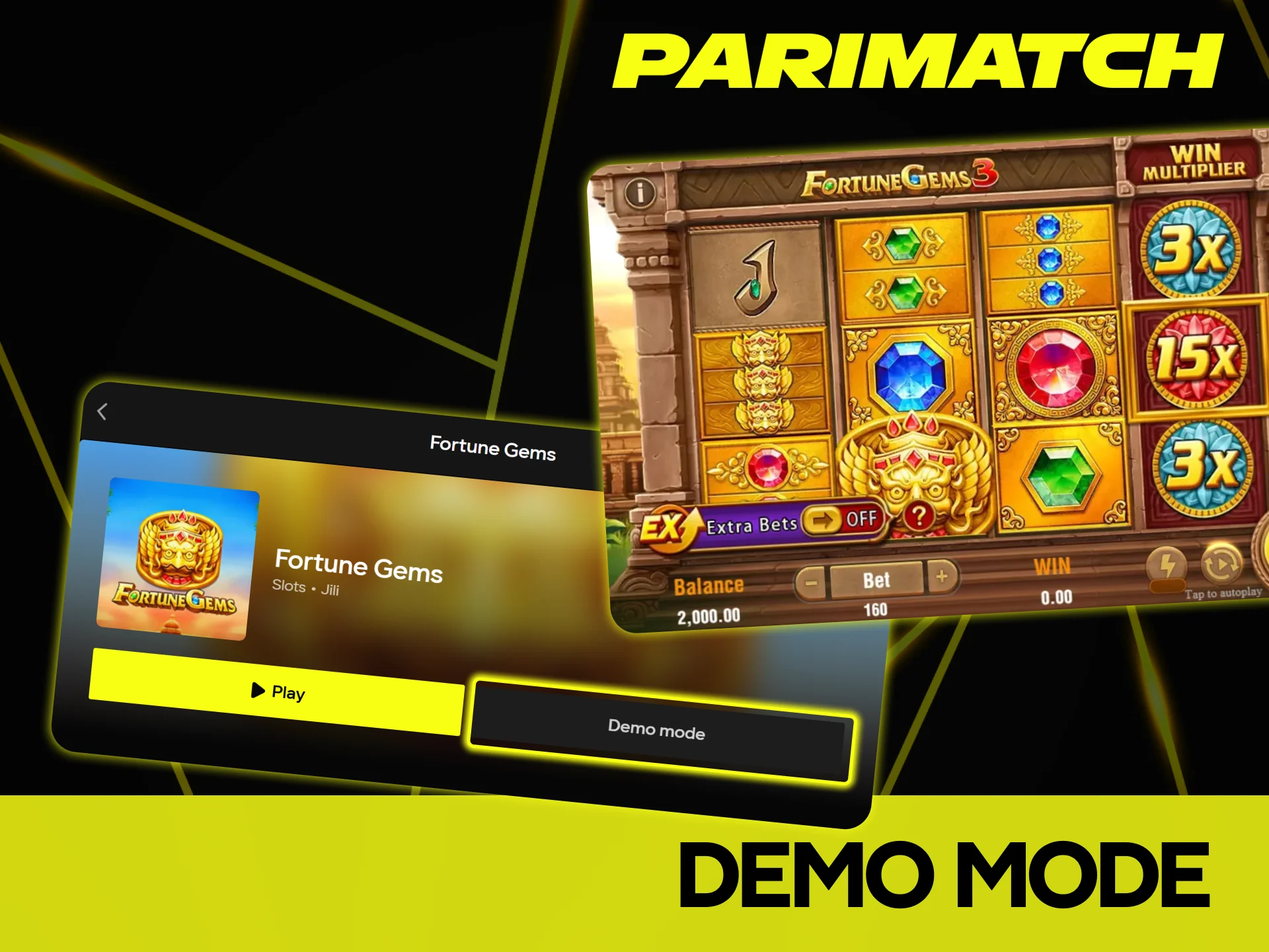 Practice your strategy by selecting the demo mode for Fortune Gems at Parimatch.