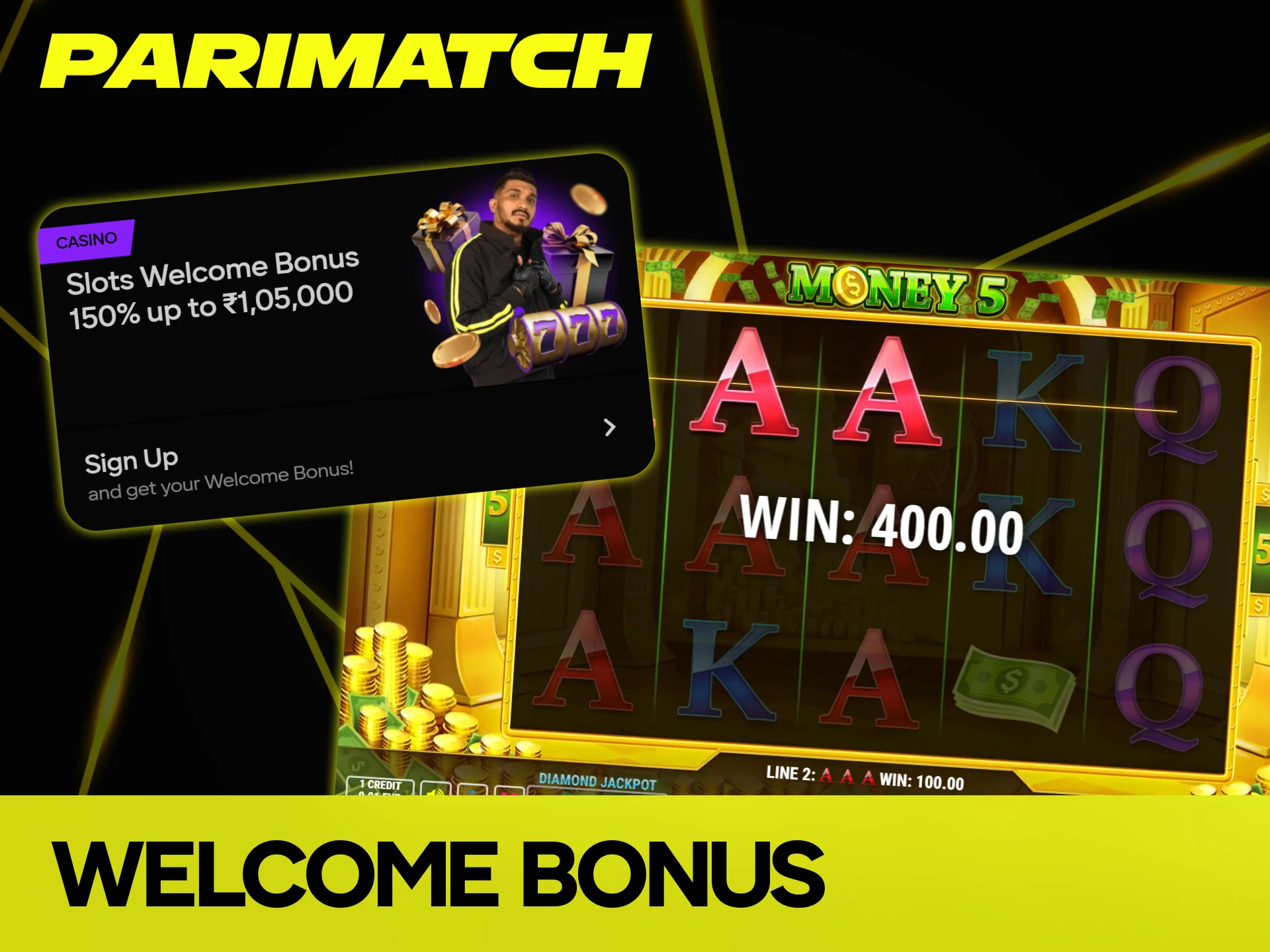 Claim the generous welcome bonus to boost your Money 5 bankroll at Parimatch.