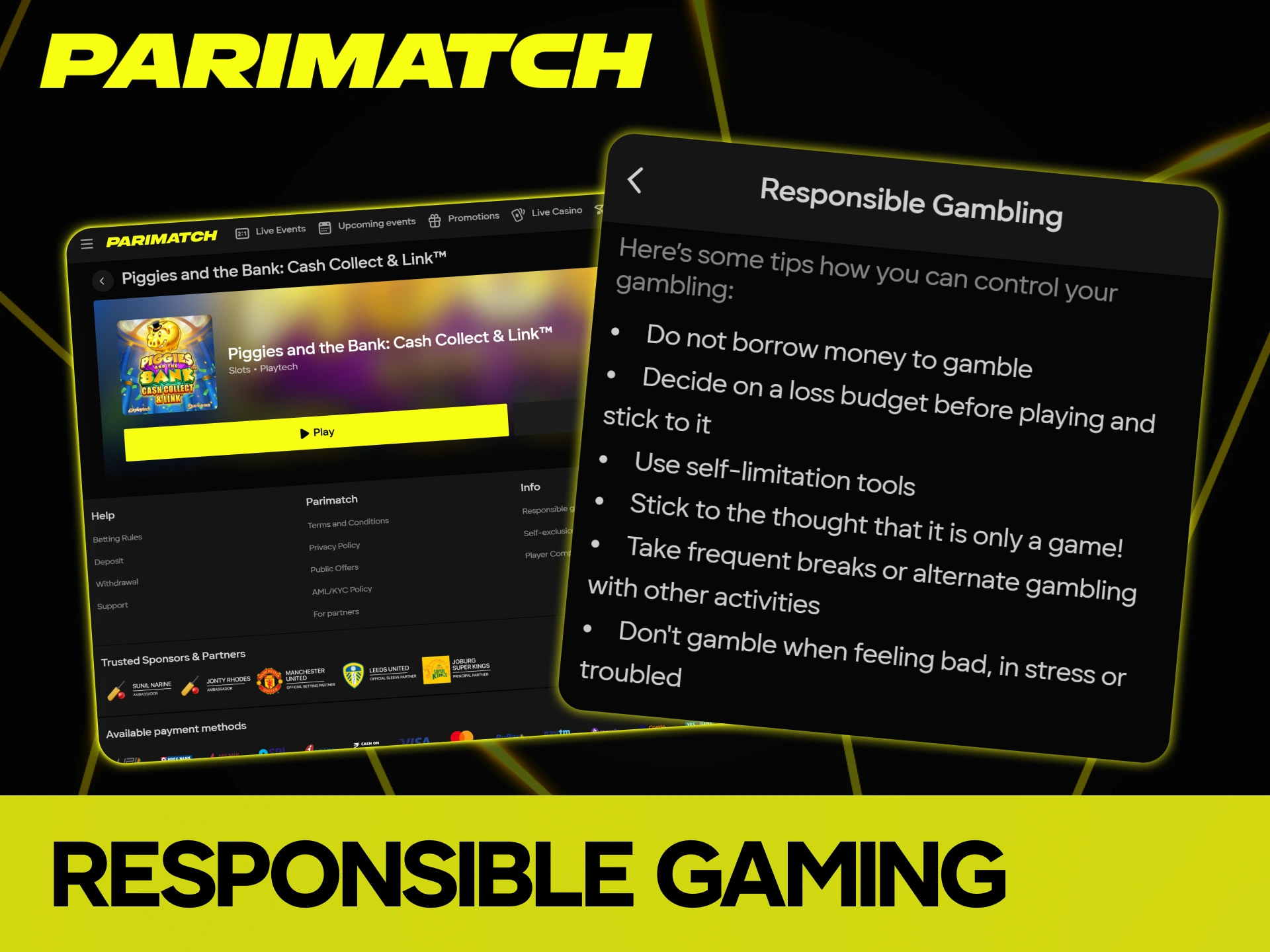 Read the responsible gaming guidelines to ensure a safe experience in Piggies and the Bank at Parimatch.