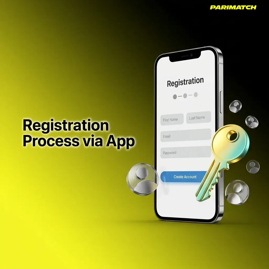 Step-by-step app registration process showing account creation, mobile verification, and first deposit to claim welcome bonus.